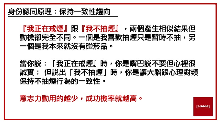 先嘗試將你的身份認同跟你的行為同步，事情才做得順手